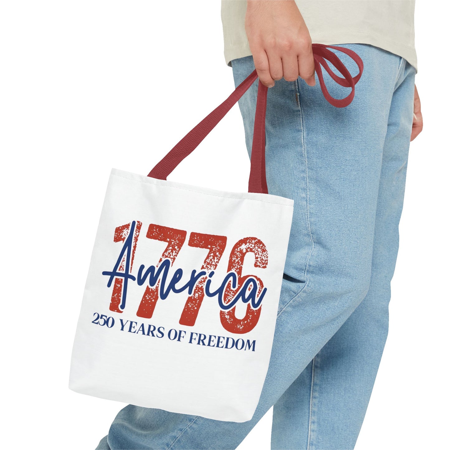 #250 1776 America: 250 Years of Freedom' Patriotic Independence Day Tote Bag