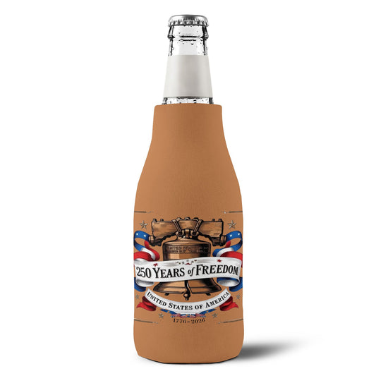 #250 250 Years of Freedom Liberty Bell Zip-Up Bottle Cooler Sleeve Koozie