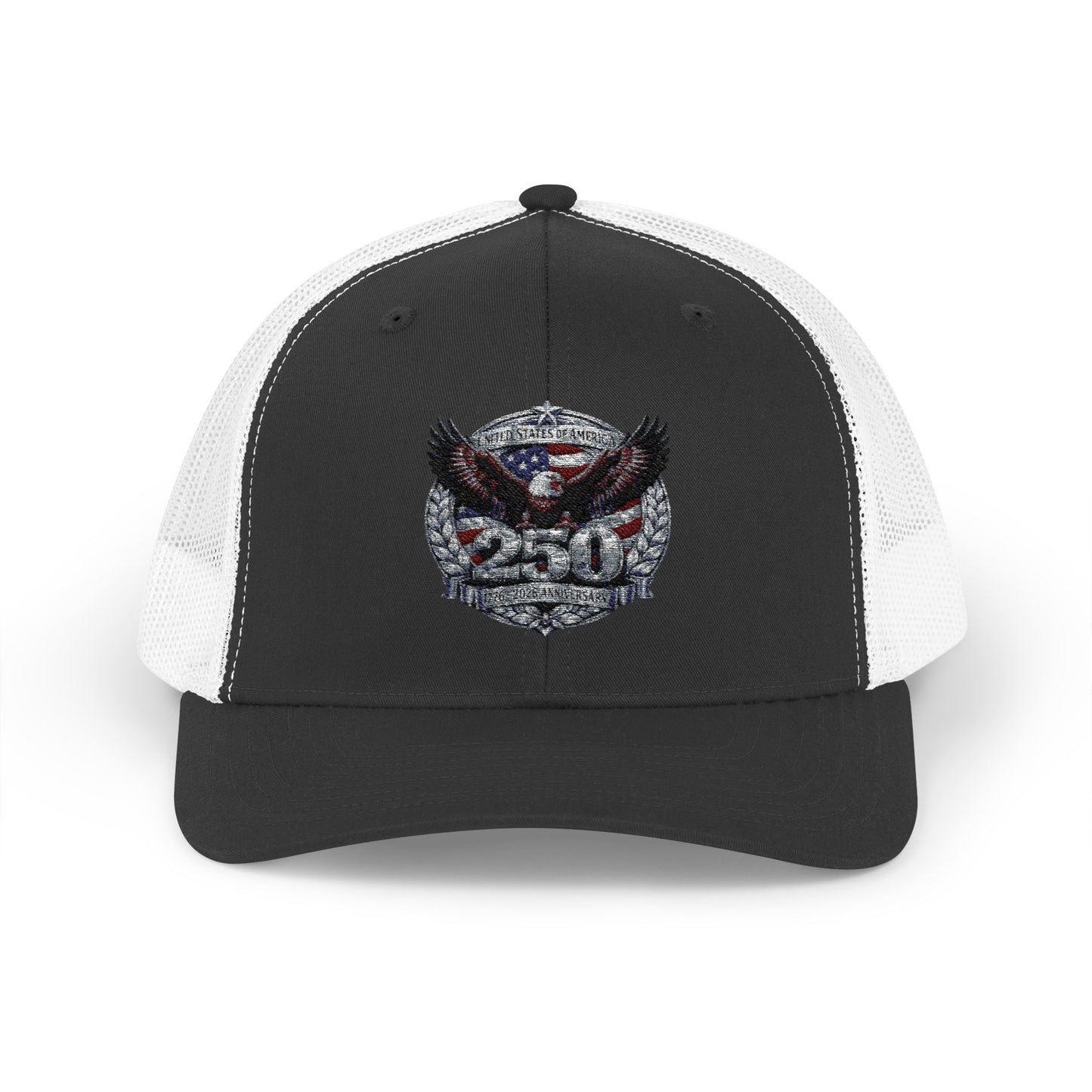 #250 Patriotic Bald Eagle 250 United States Emblem Snapback Trucker Cap