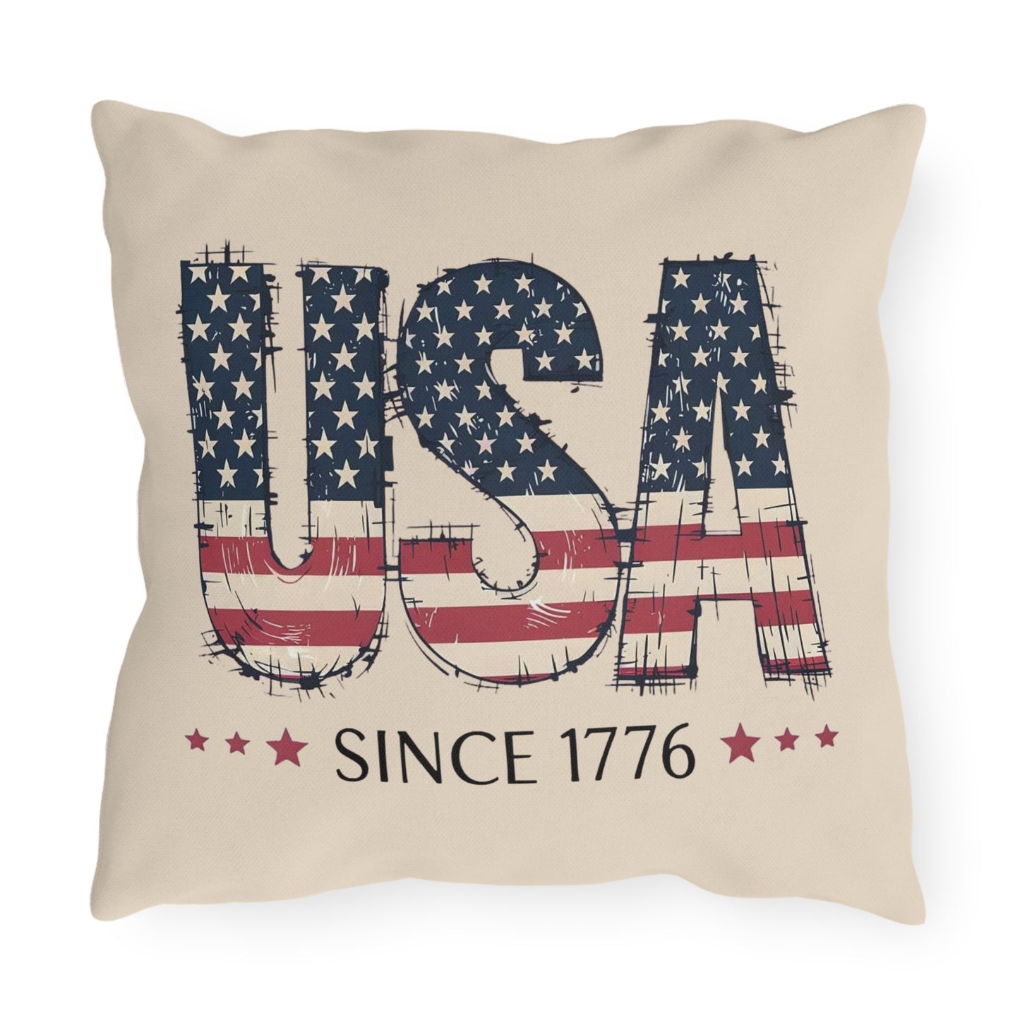 #250 USA Flag "USA Since 1776" Patriotic Outdoor Throw Pillow