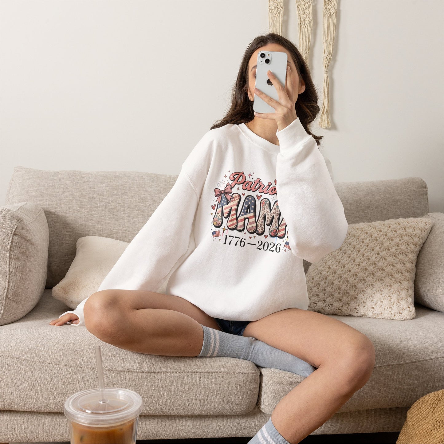 #250 Patriotic Mama 1776–2026 American Flag Sweatshirt