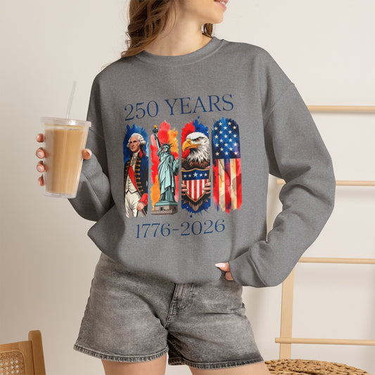 #250 250 Years American History Celebration 1776–2026 Patriotic Crewneck Sweatshirt