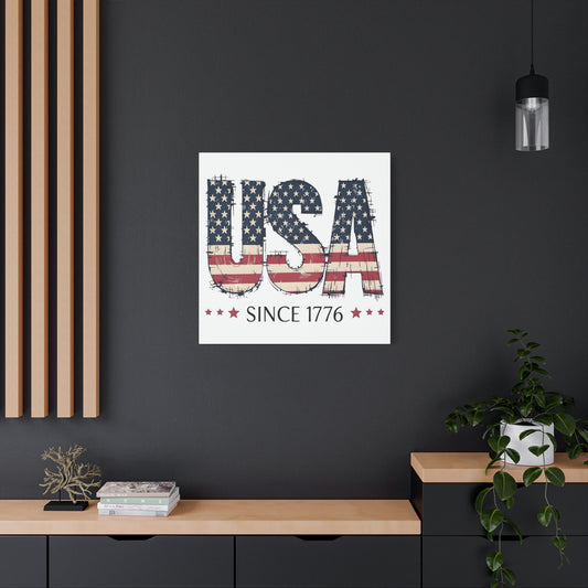 #250 USA Flag "USA Since 1776" Patriotic Matte Canvas Wall Art