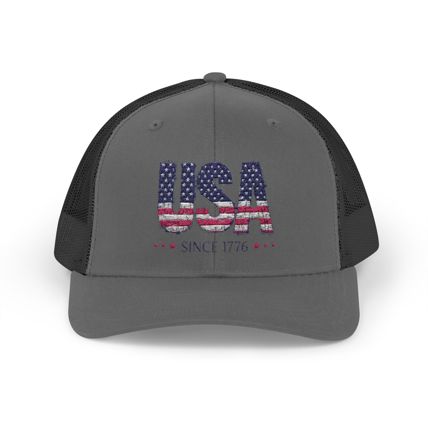 #250 USA Flag "USA Since 1776" Patriotic Snapback Trucker Cap