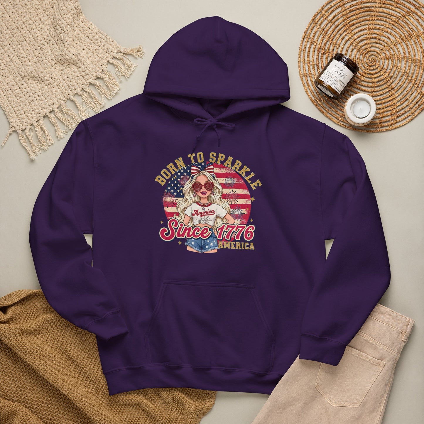 #250 "Born to Sparkle Since 1776" Patriotic Hoodie