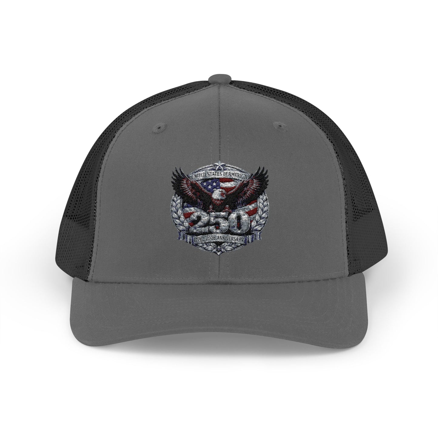 #250 Patriotic Bald Eagle 250 United States Emblem Snapback Trucker Cap