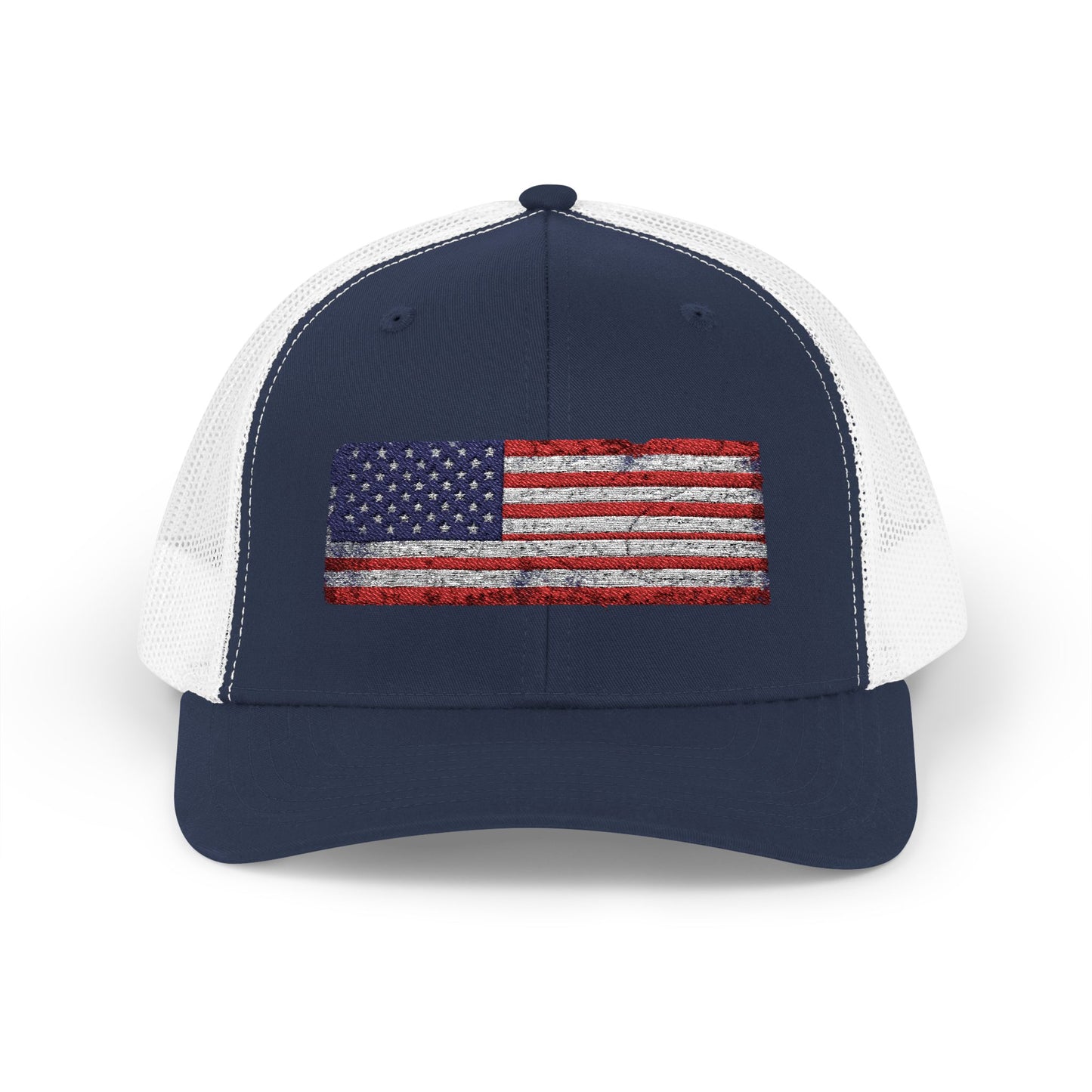 #250 Distressed American Flag Snapback Trucker Cap