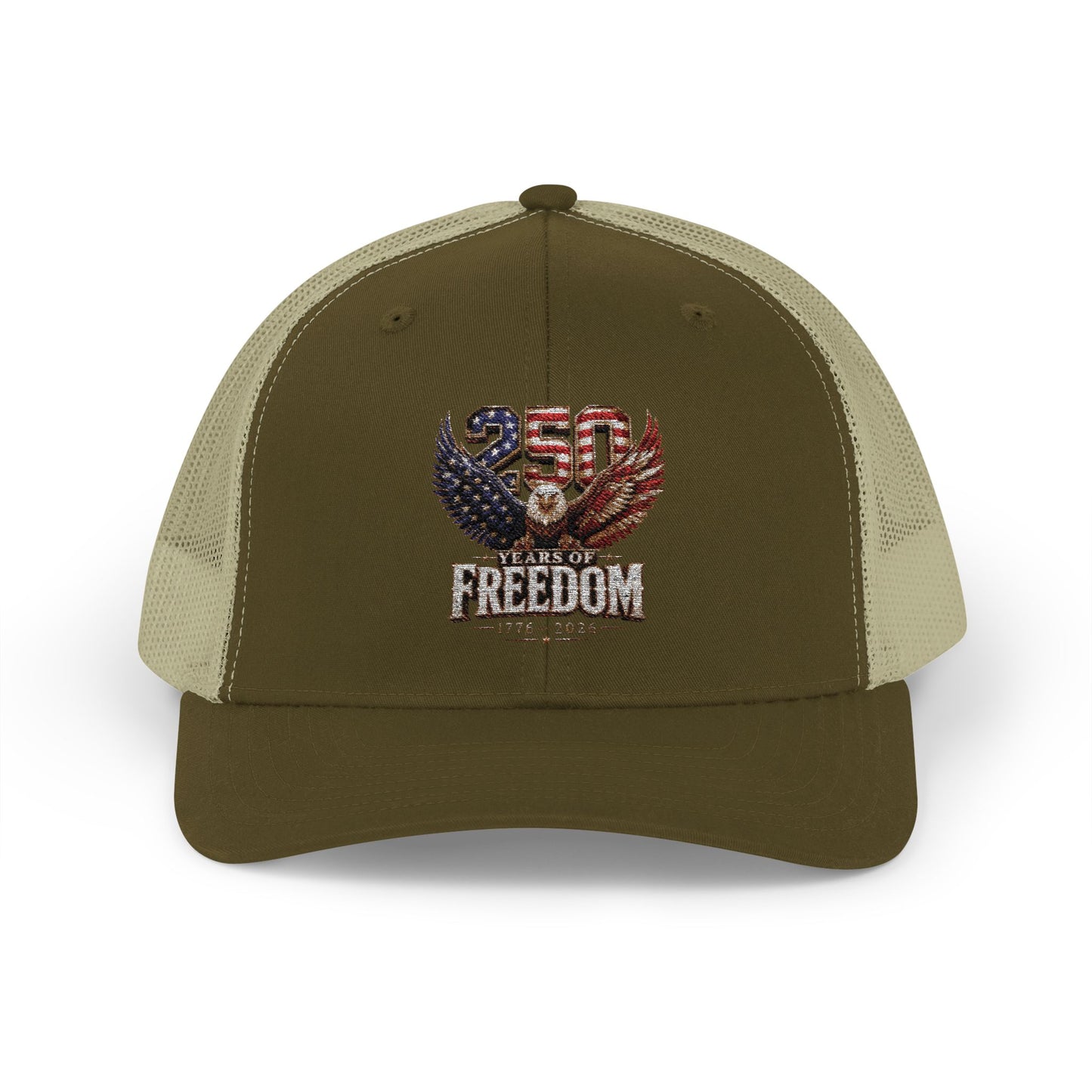 #250 250 Years of Freedom Eagle Patriotic American Flag Anniversary (1776–2026) Snapback Trucker Cap