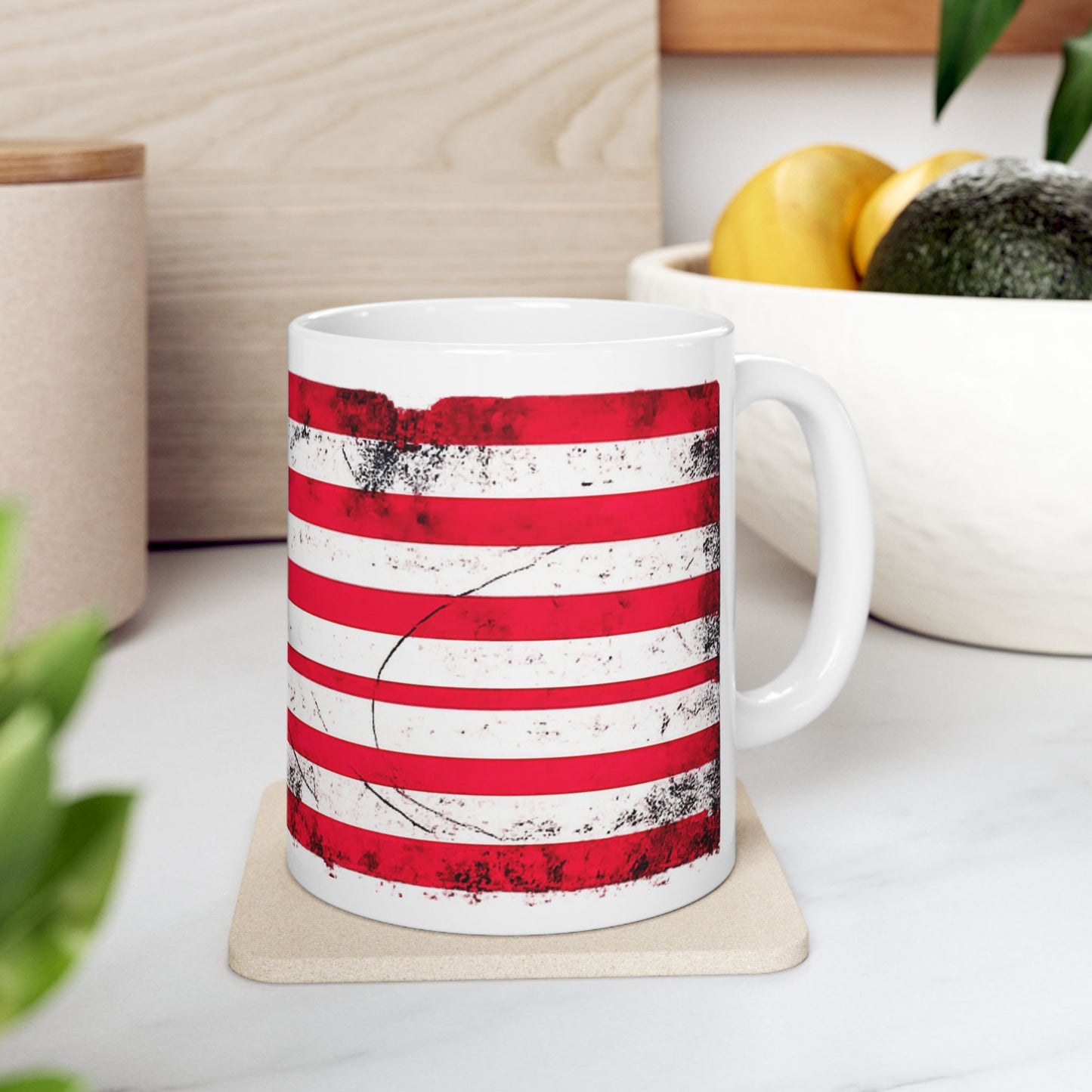 #250 Distressed American Flag Ceramic Mug — Patriotic (11oz, 15oz) Coffee Cup