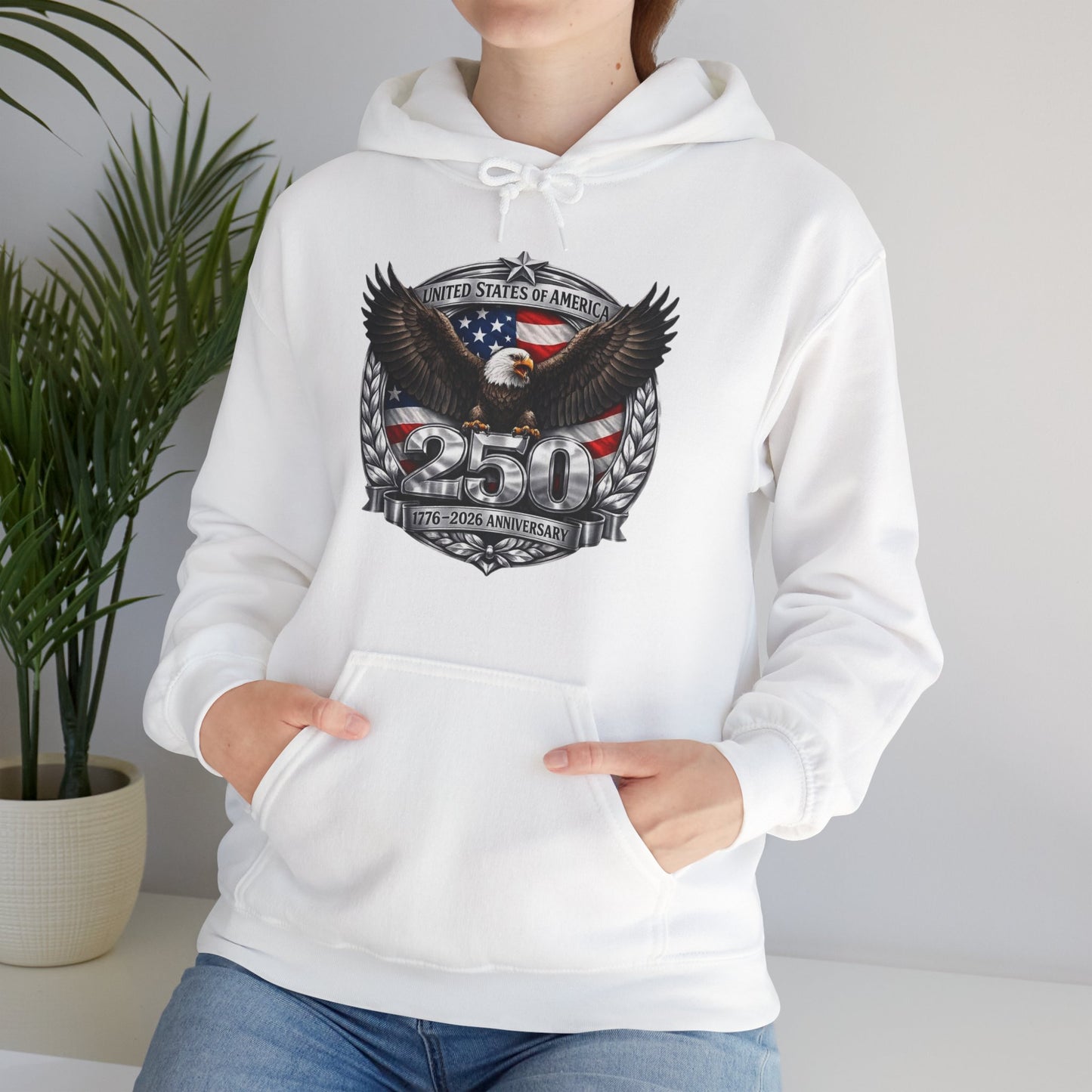 #250 Patriotic Bald Eagle 250 United States Emblem Hoodie