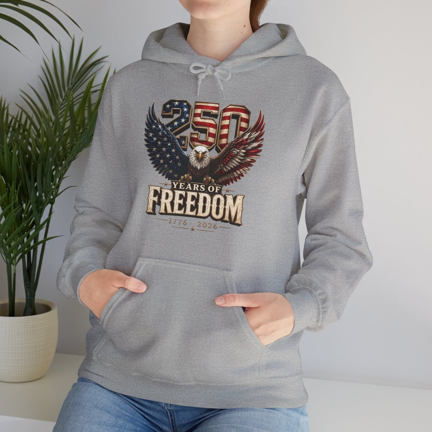 #250 250 Years of Freedom Eagle Patriotic American Flag Anniversary (1776–2026) Patriotic Hoodie