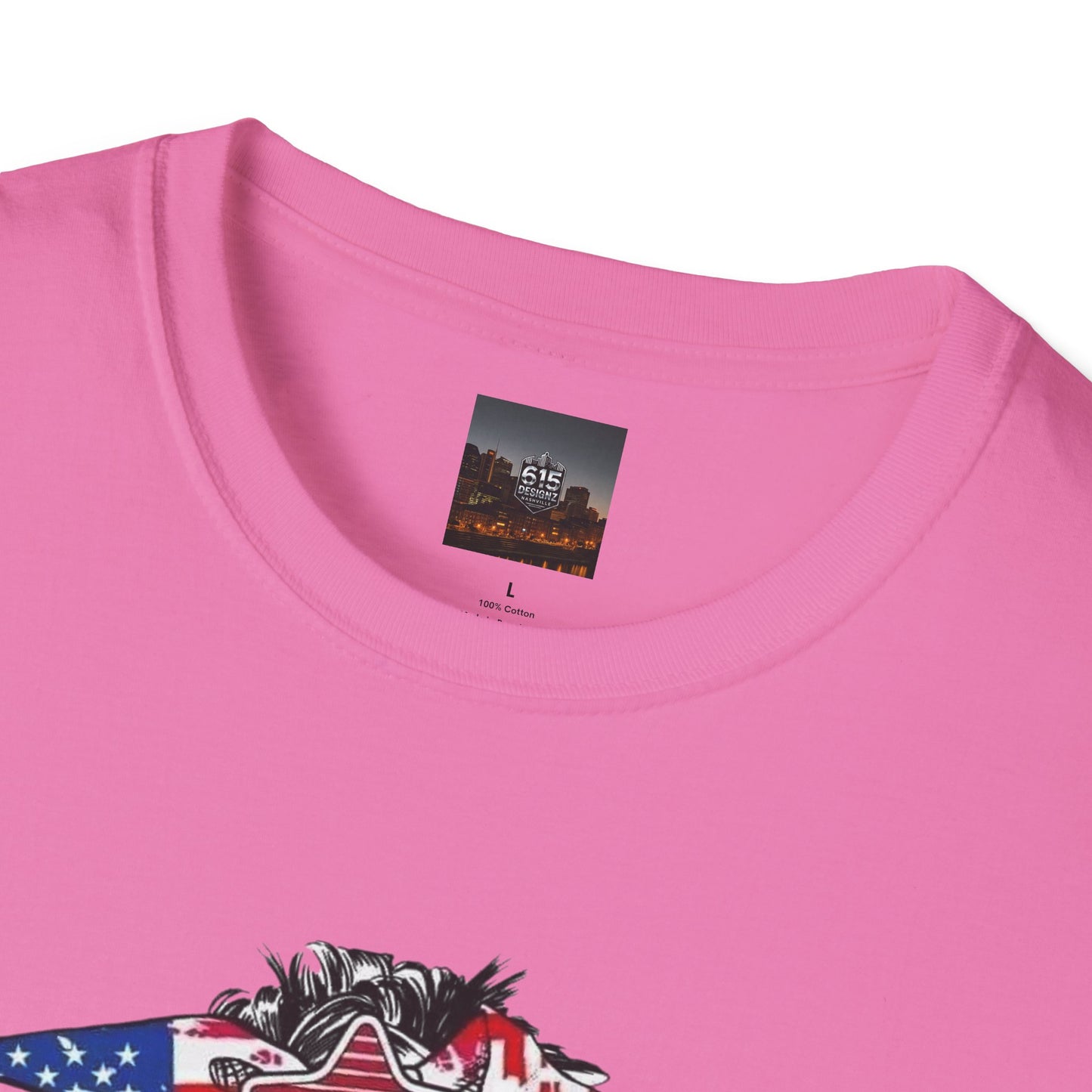Mama USA Flag Messy Bun T-Shirt