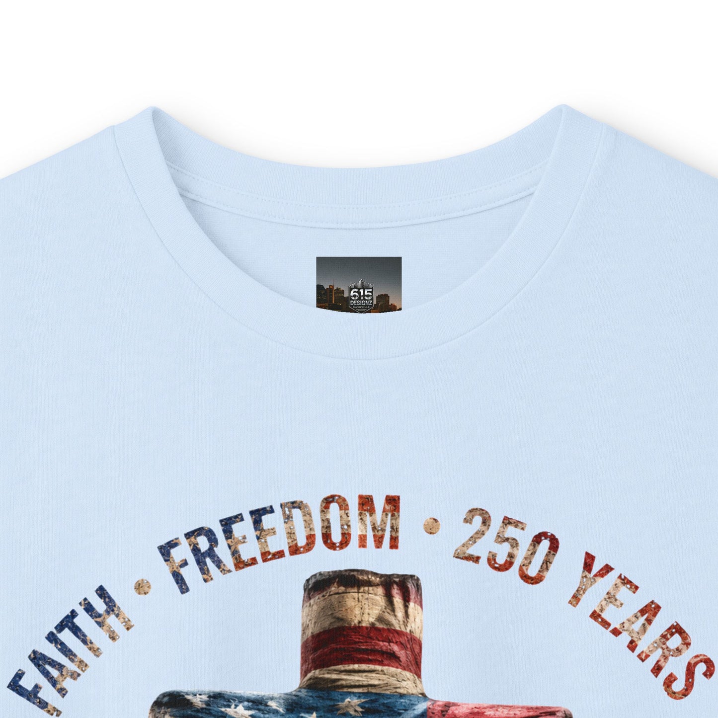 #250 Faith • Freedom 250 Years American Flag Cross & Eagle 1776-2026 Long Sleeve Tee