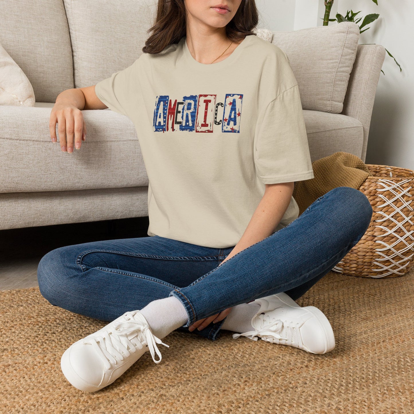 #250 America Retro Block Text Patriotic T-Shirt