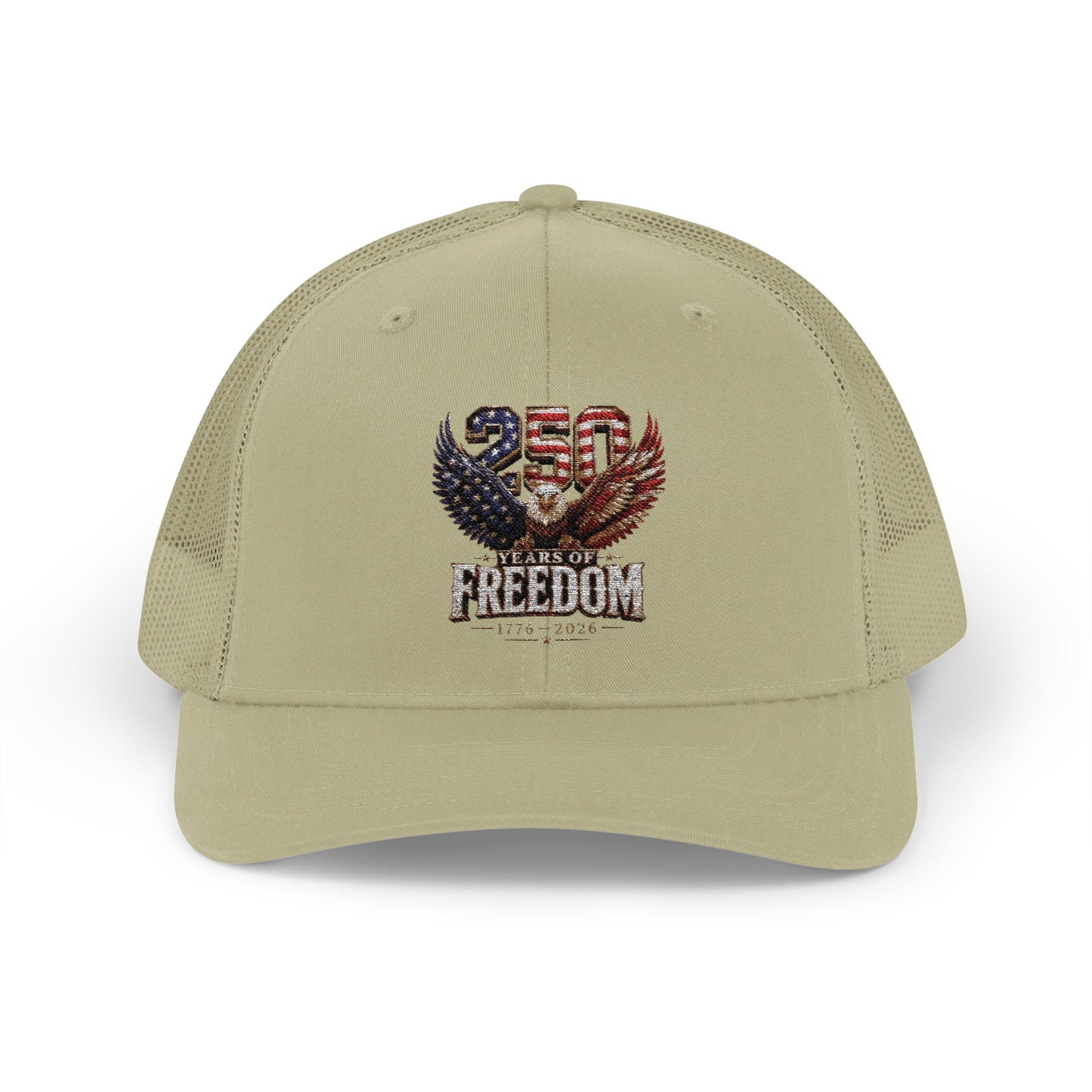 #250 250 Years of Freedom Eagle Patriotic American Flag Anniversary (1776–2026) Snapback Trucker Cap