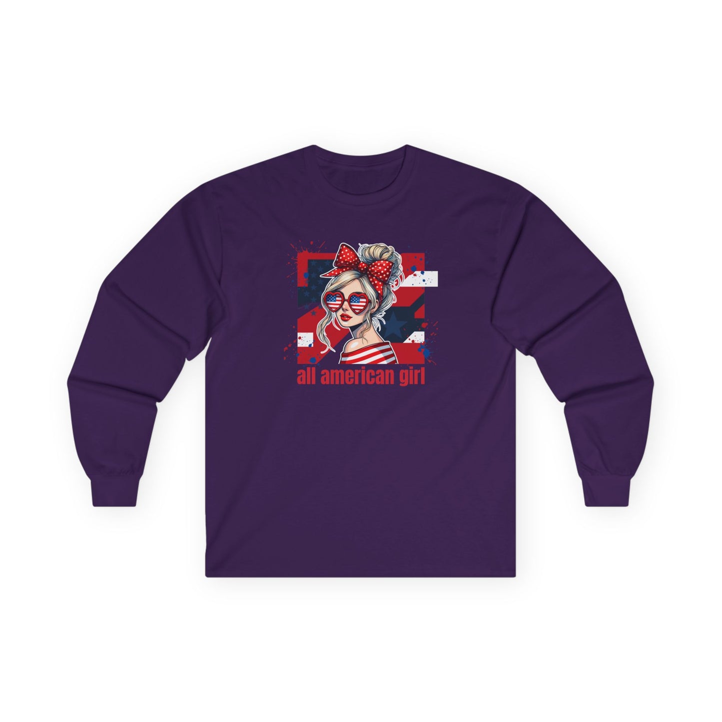 #250 All American Girl Patriotic Long Sleeve Tee