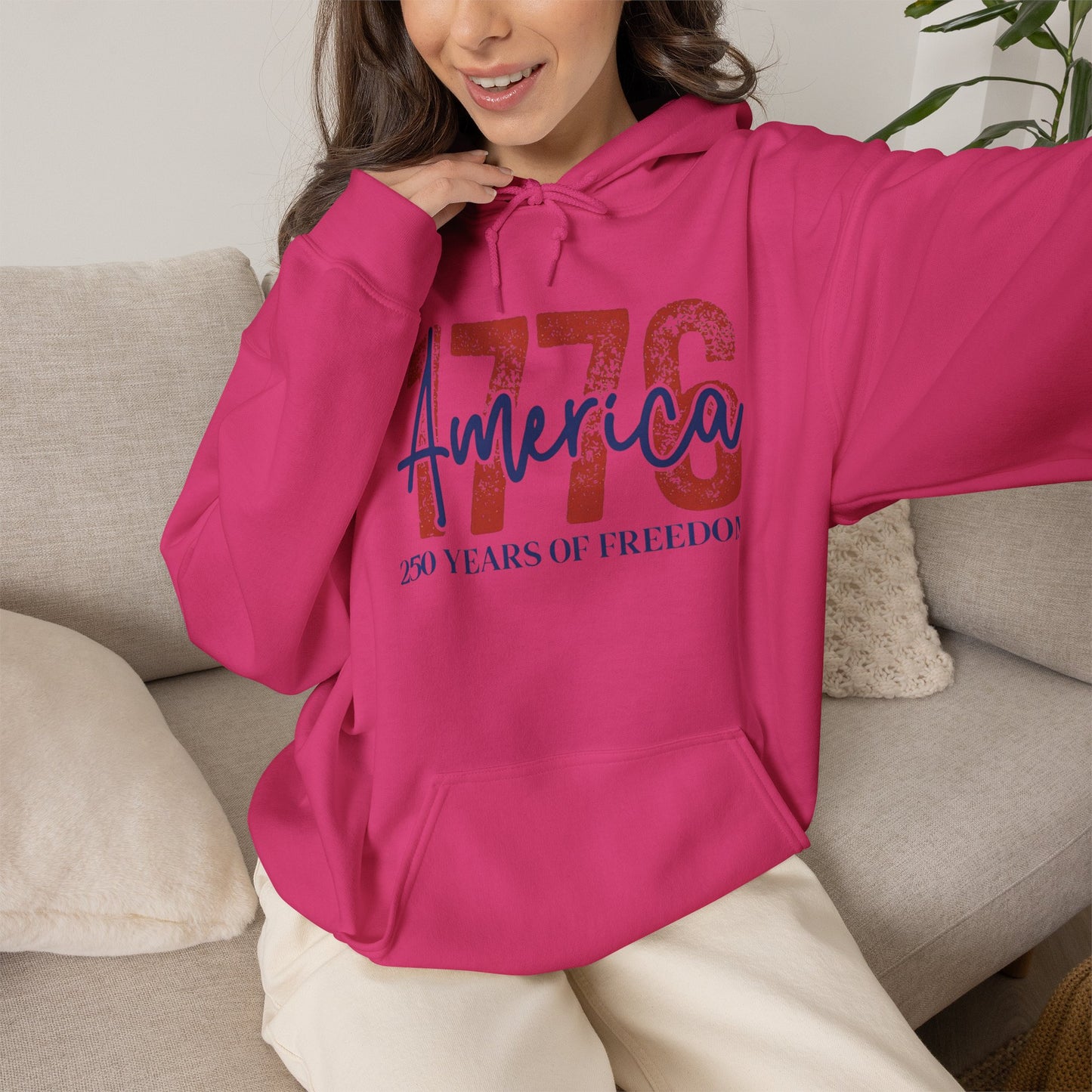 #250 1776 America: 250 Years of Freedom' Patriotic Independence Day Hoodie