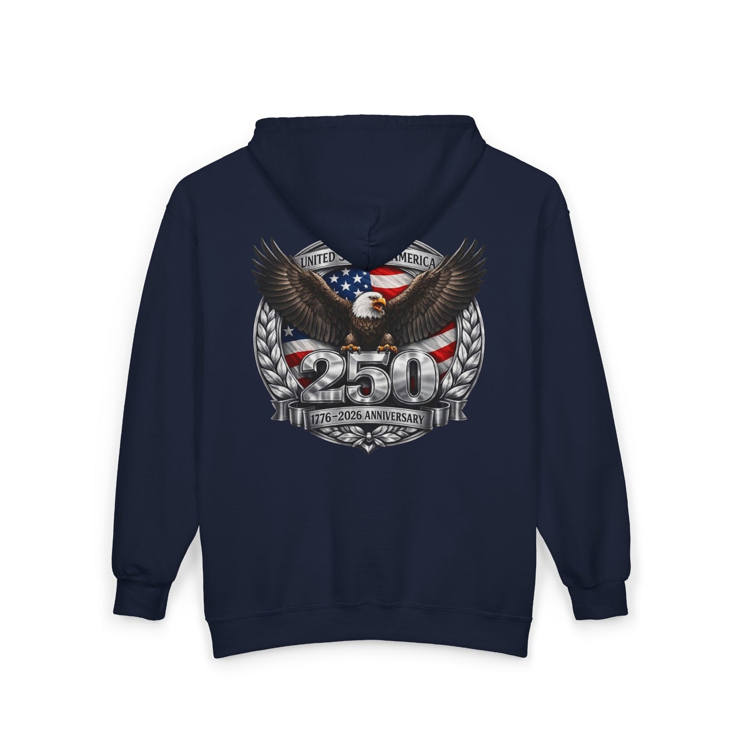 #250 Patriotic Bald Eagle 250 United States Emblem Zip Hoodie