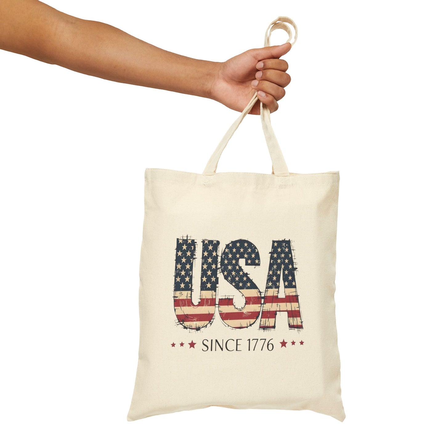 #250 USA Flag "USA Since 1776" Patriotic Canvas Tote