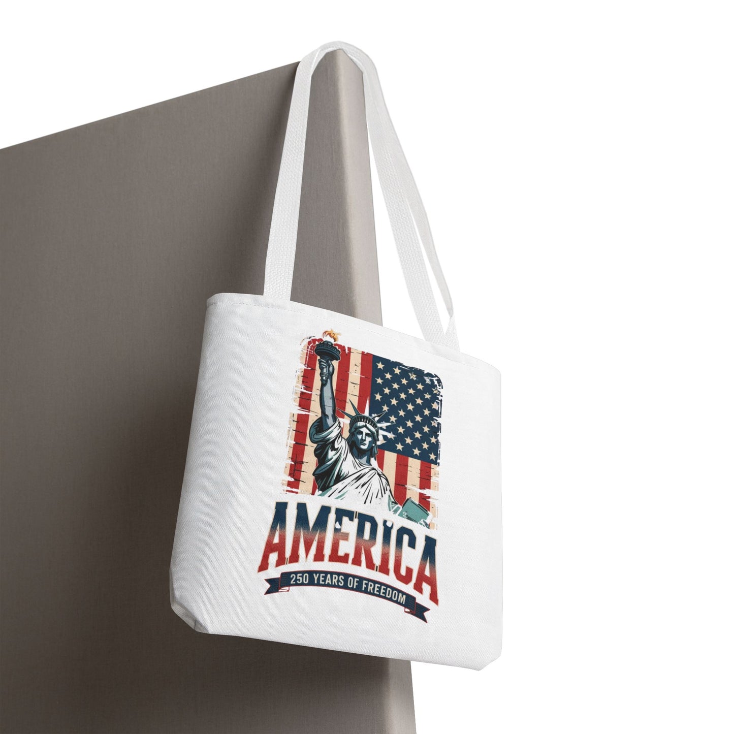 #250 Statue of Liberty American Flag 'America' Patriotic Independence Day Tote Bag