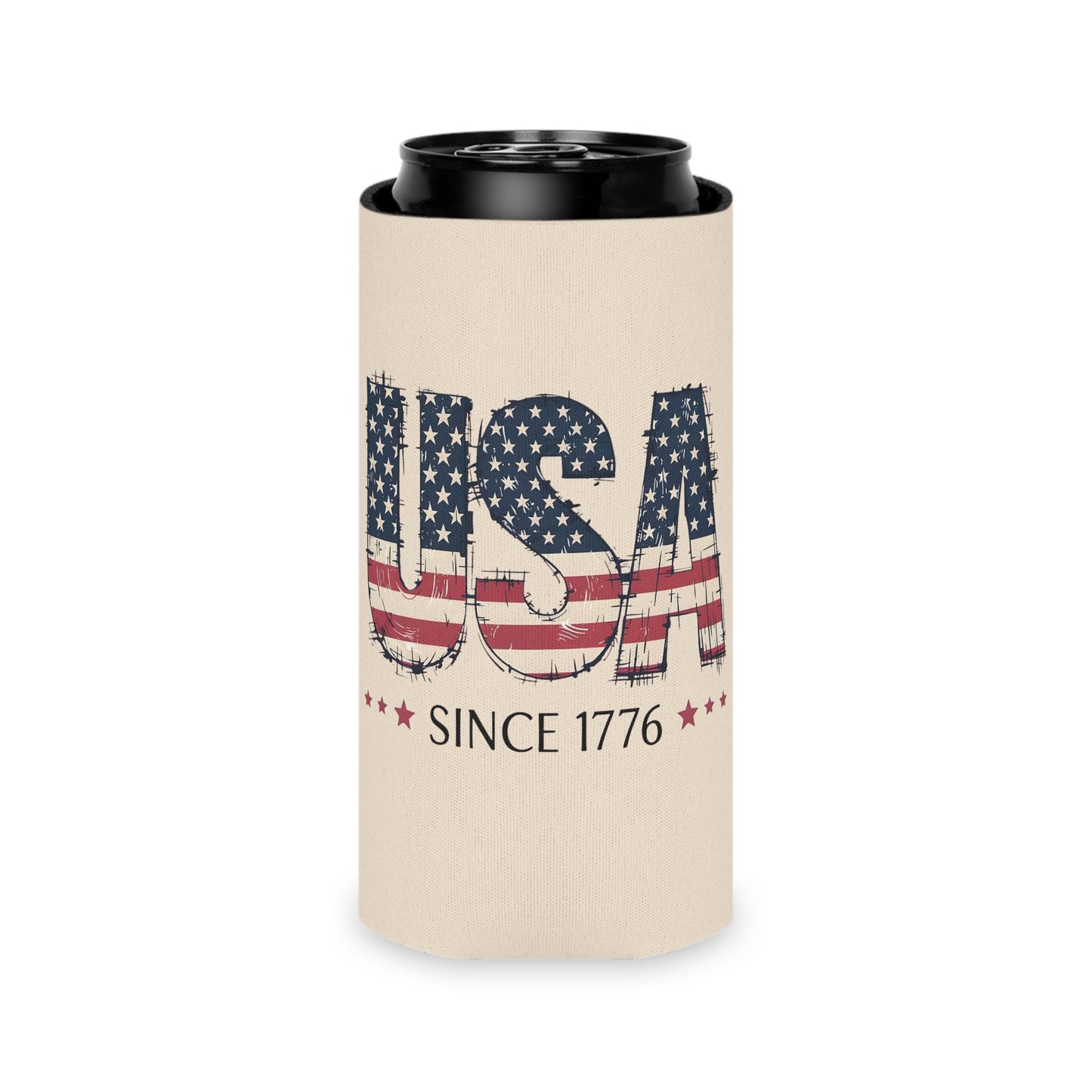 #250 USA Flag "USA Since 1776" Patriotic Can Cooler - Beverage Koozie