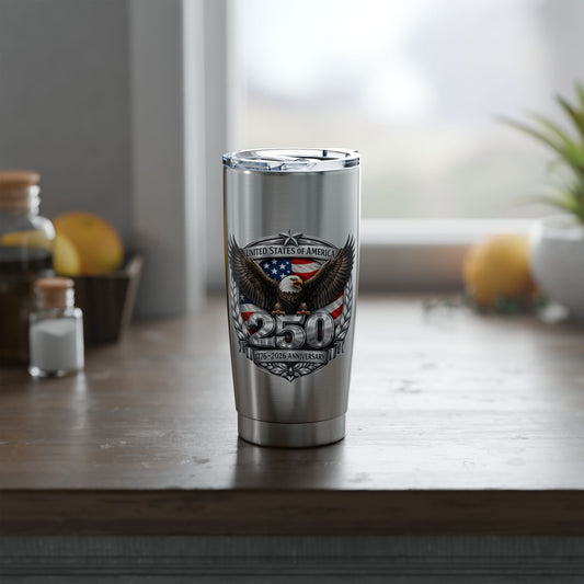 #250 Patriotic Bald Eagle 250 United States Emblem Vagabond 20oz Tumbler Stainless Travel Cup