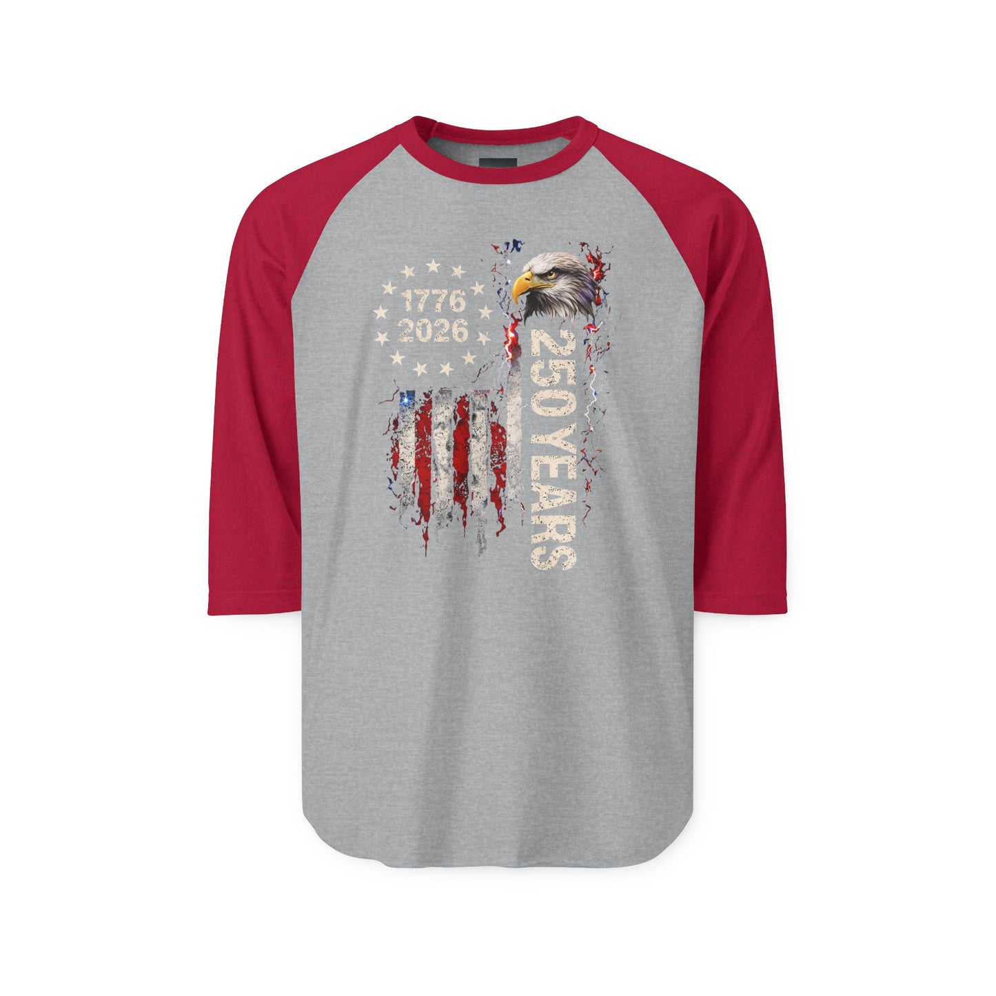 #250 1776-2026 250 Years USA Bicentennial Eagle Raglan Shirt Baseball Tee