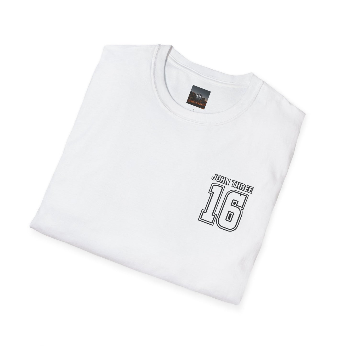John Three 16 Chest and Back Jersey Print with Scripture Tee
