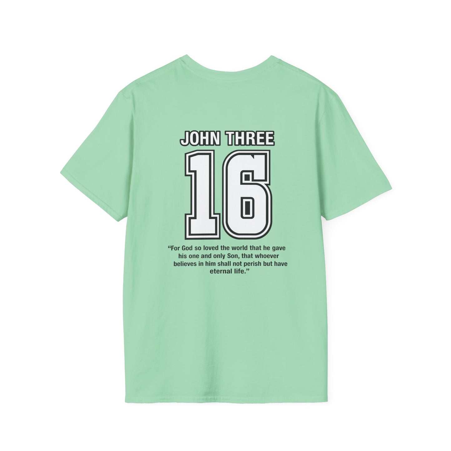 John Three 16 Chest and Back Jersey Print with Scripture Tee