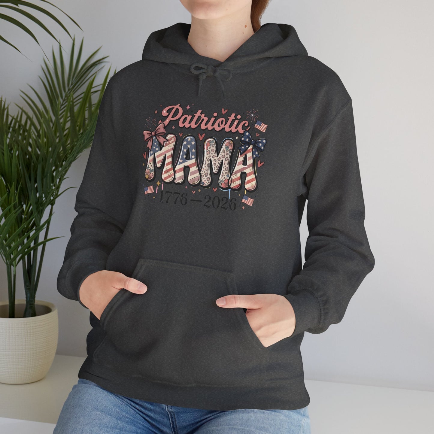 #250 Patriotic Mama 1776–2026 American Flag Hoodie