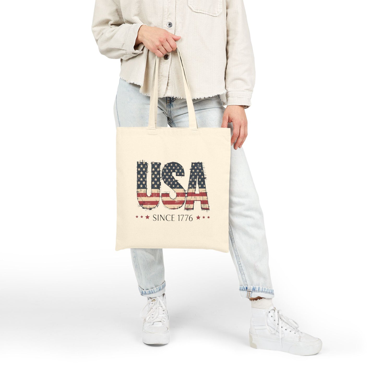#250 USA Flag "USA Since 1776" Patriotic Canvas Tote