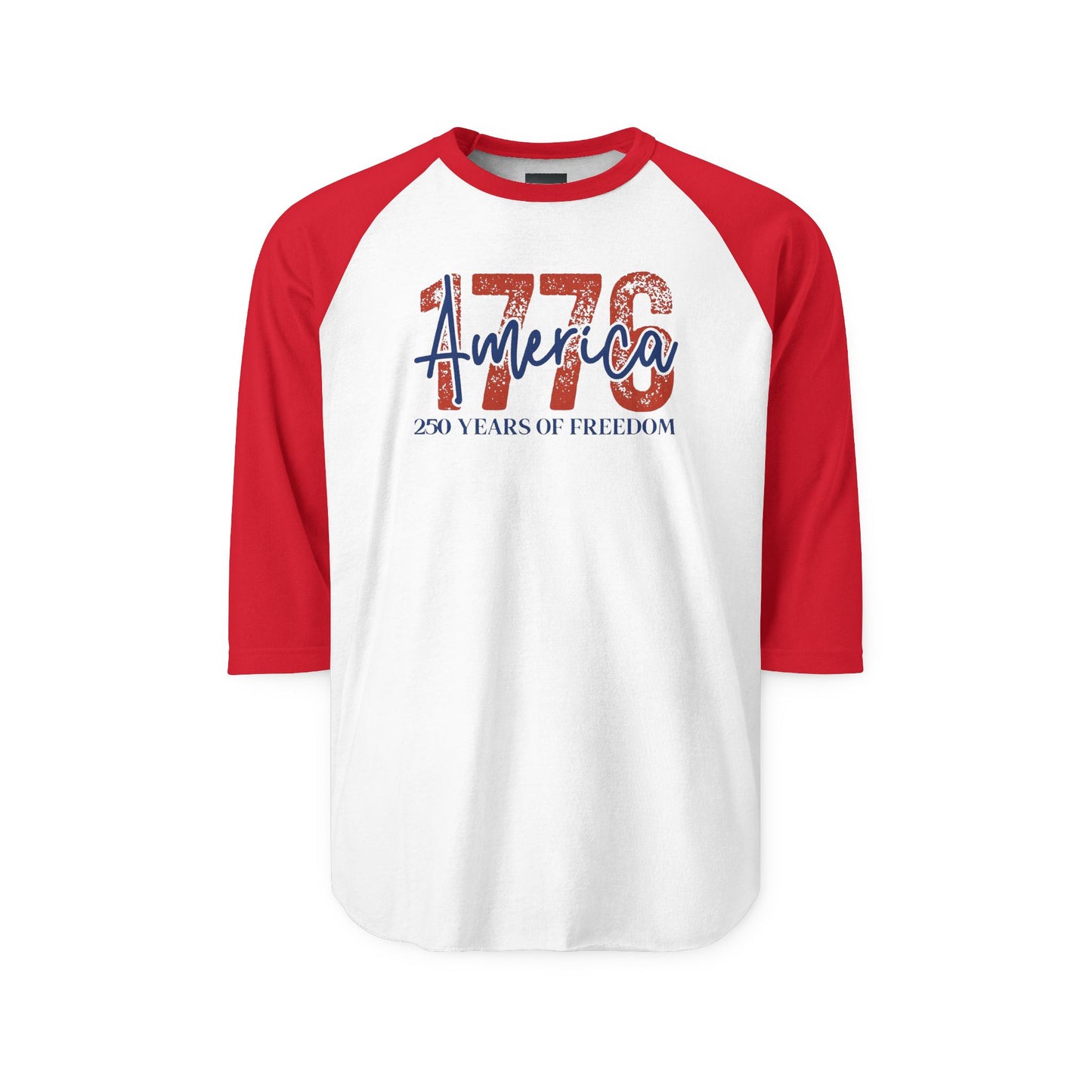 #250 1776 America: 250 Years of Freedom' Patriotic Independence Day Raglan Shirt Baseball Tee