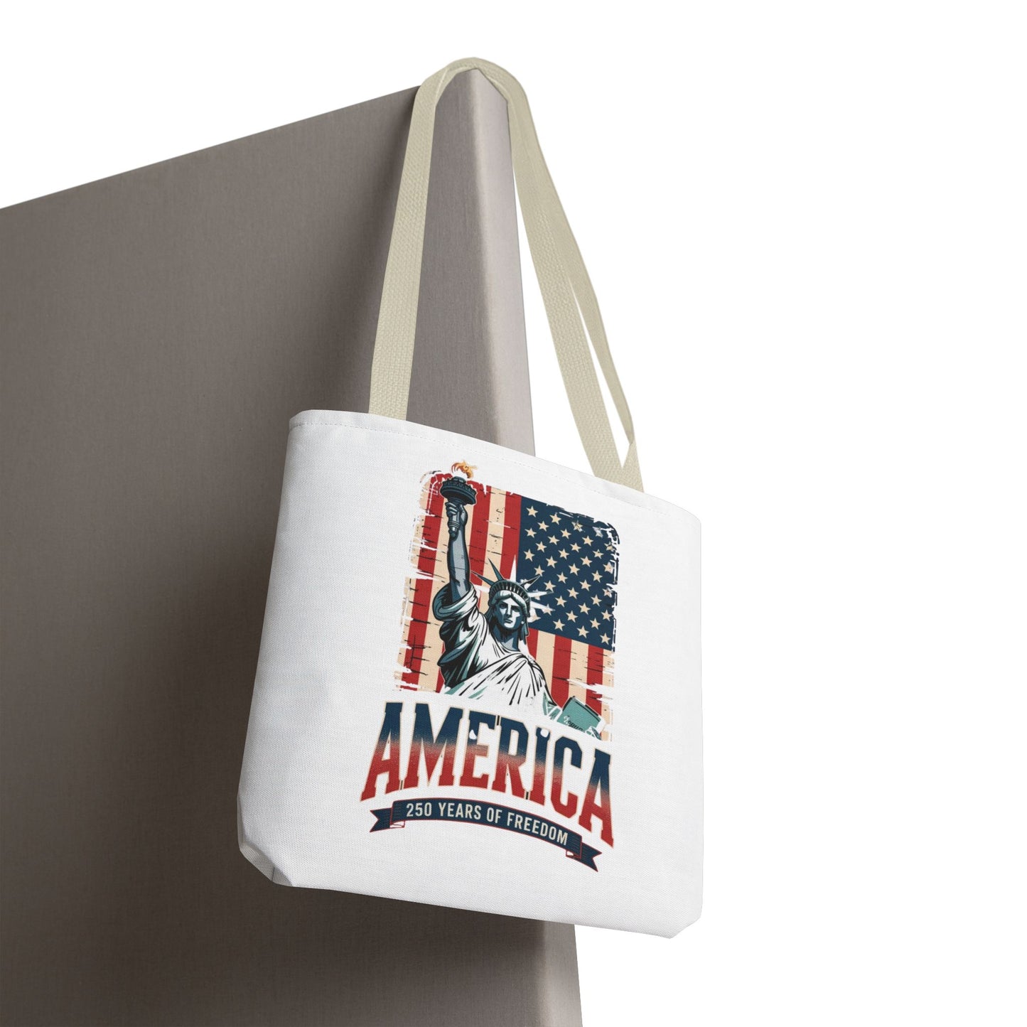 #250 Statue of Liberty American Flag 'America' Patriotic Independence Day Tote Bag
