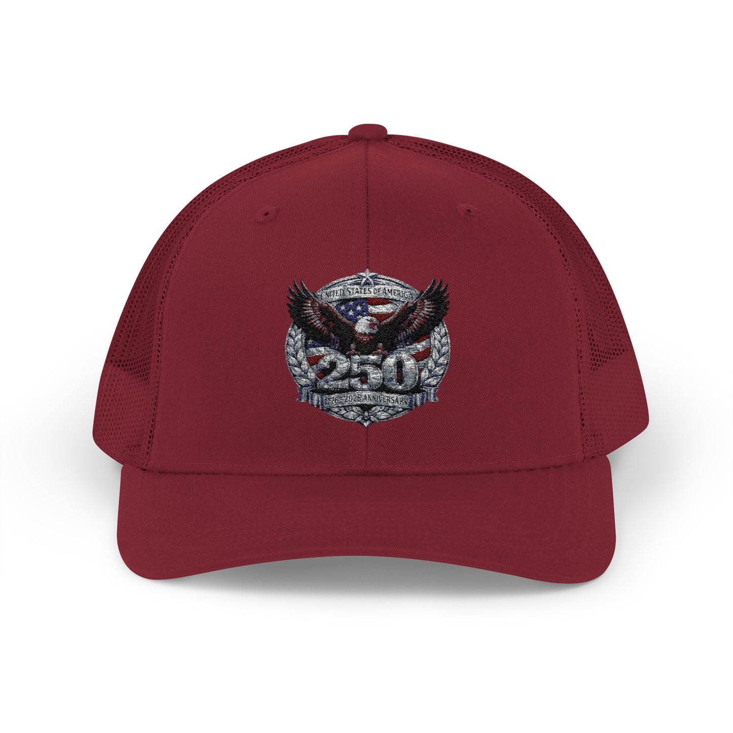 #250 Patriotic Bald Eagle 250 United States Emblem Snapback Trucker Cap