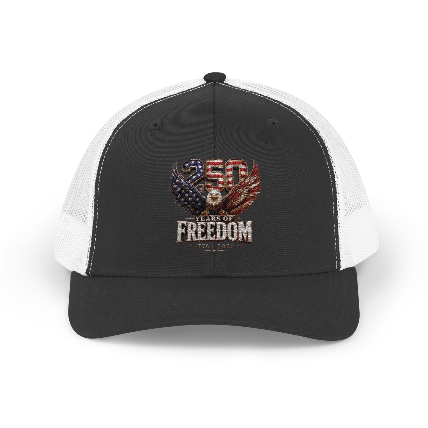 #250 250 Years of Freedom Eagle Patriotic American Flag Anniversary (1776–2026) Snapback Trucker Cap