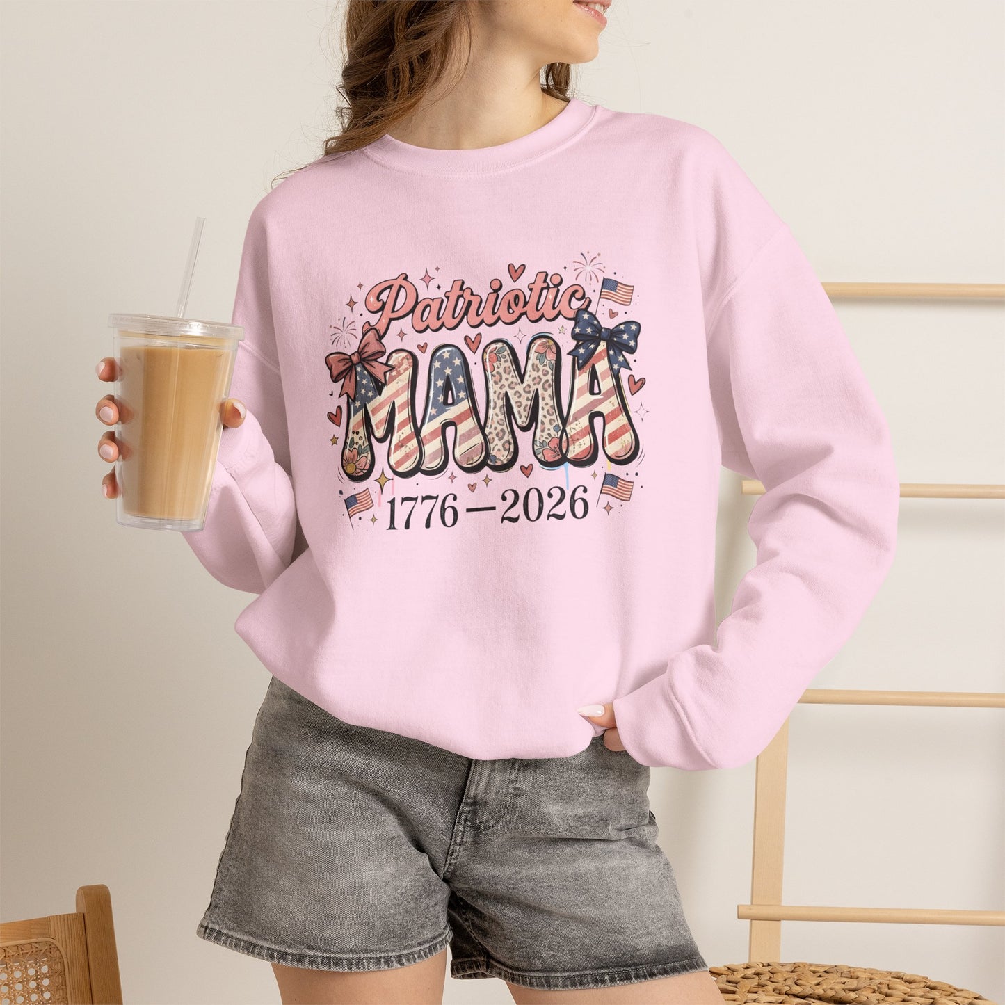 #250 Patriotic Mama 1776–2026 American Flag Sweatshirt