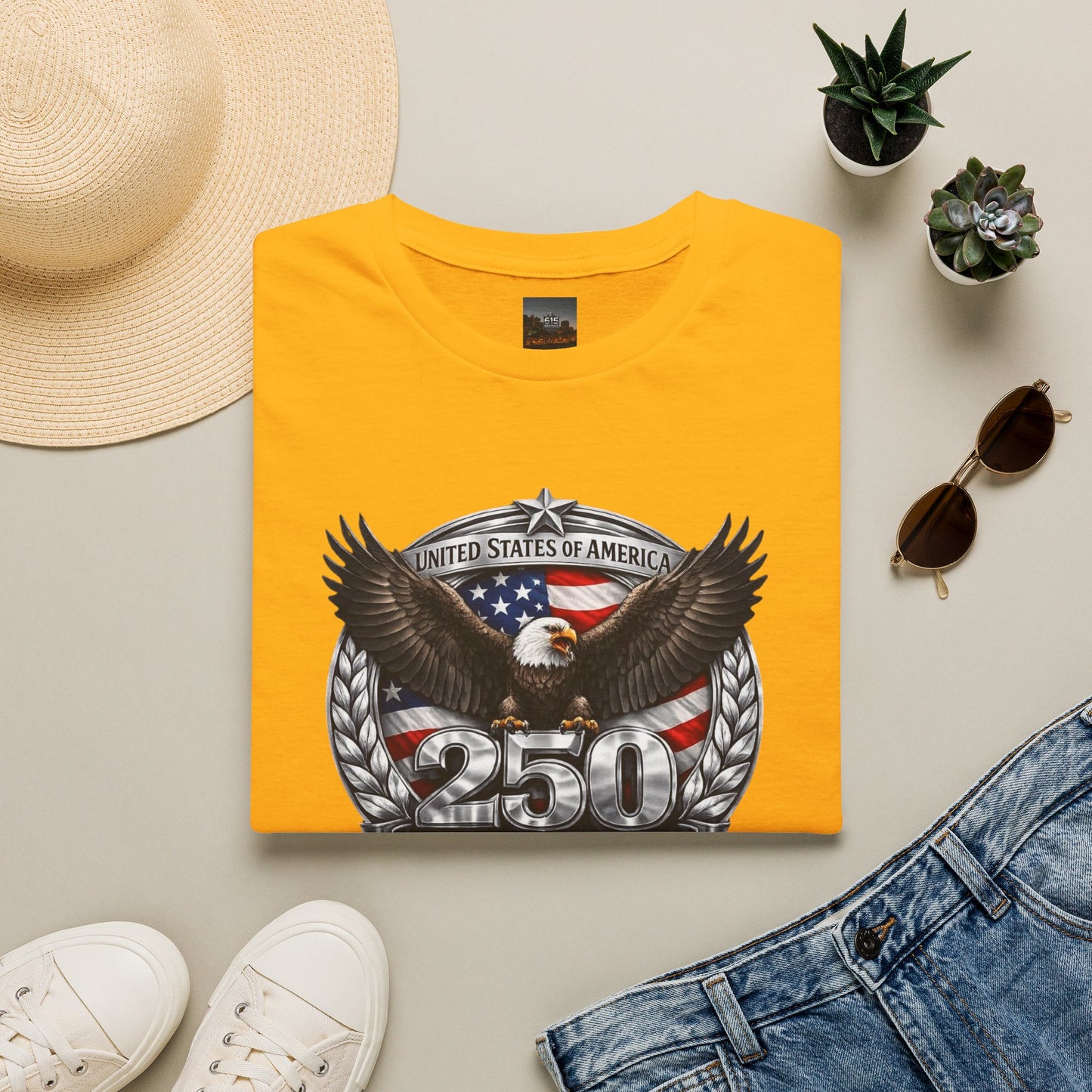 #250 Patriotic Bald Eagle 250 United States Emblem T-Shirt