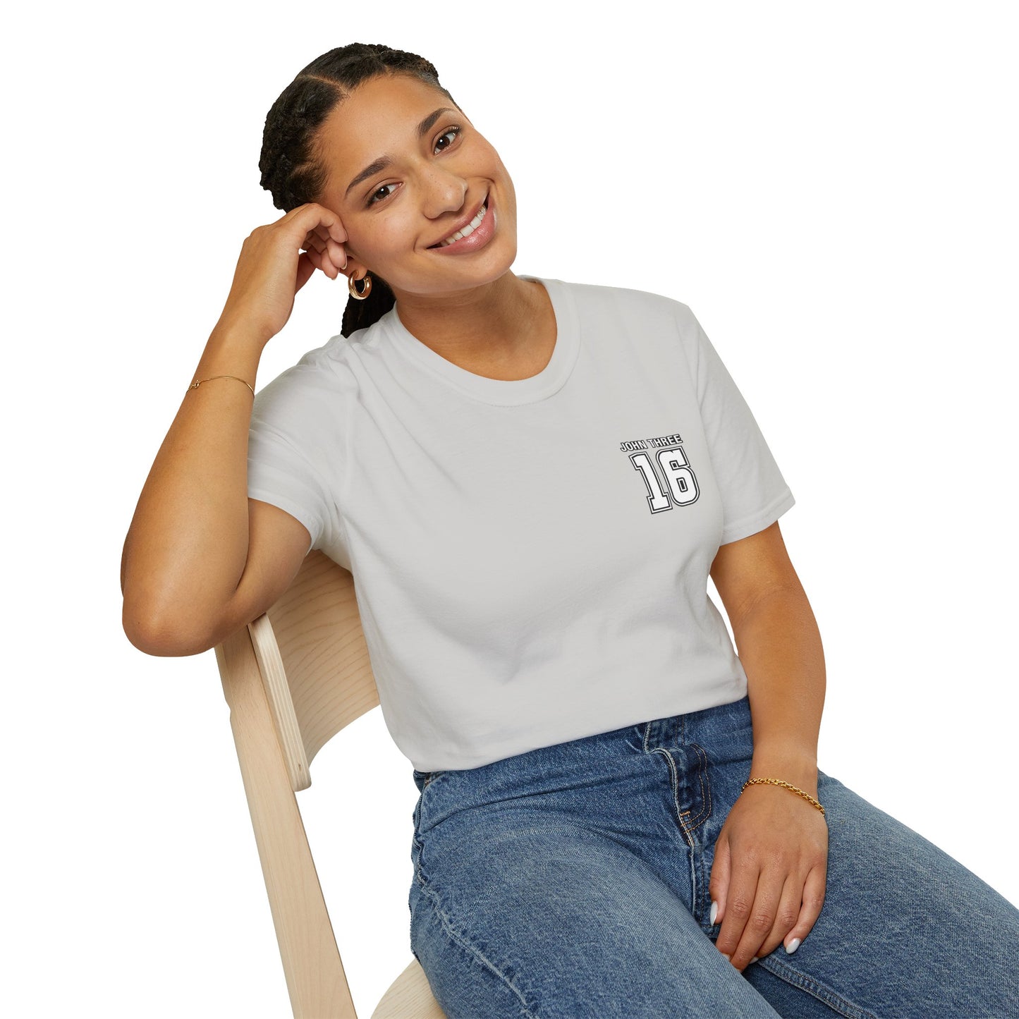 John Three 16 Chest and Back Jersey Print with Scripture Tee