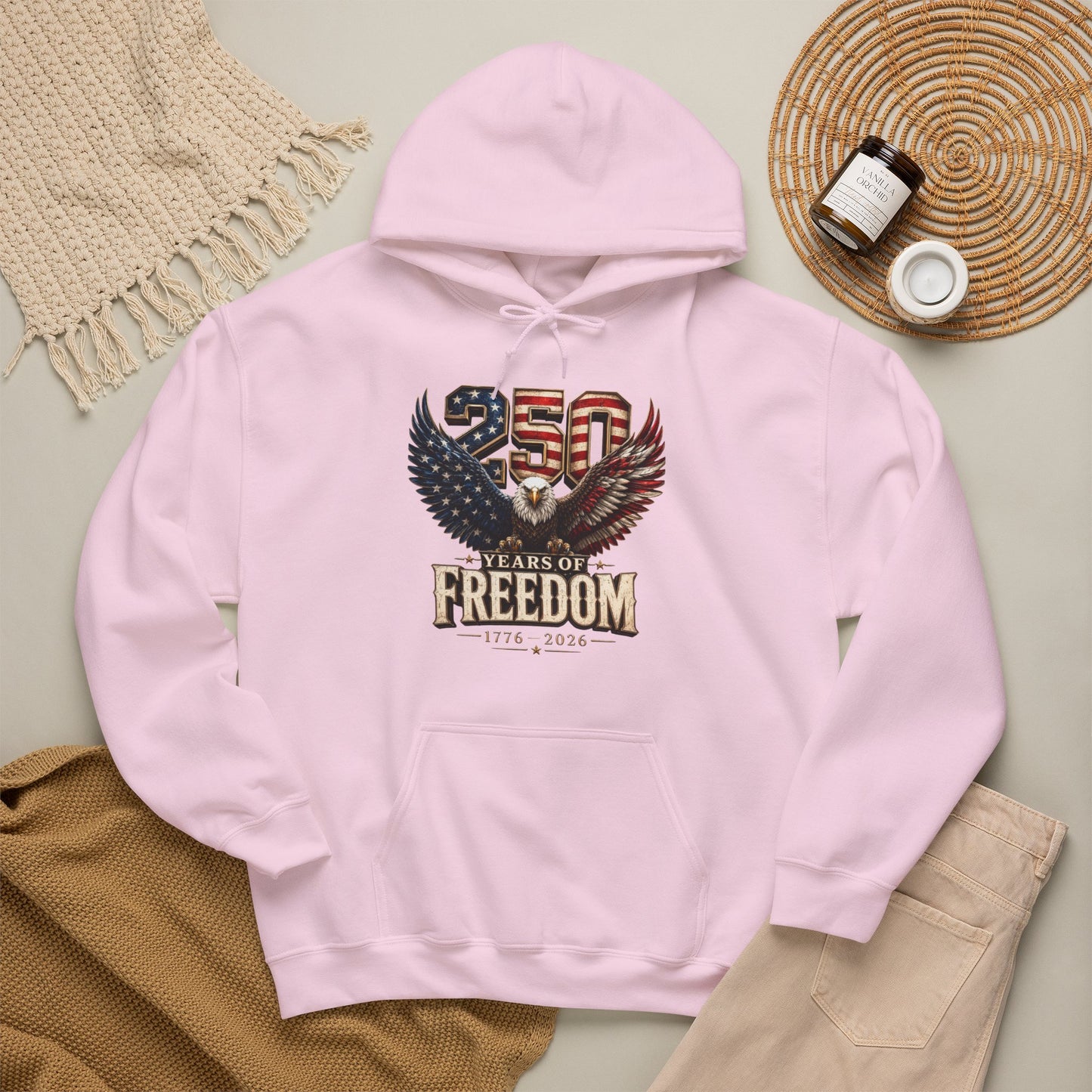 #250 250 Years of Freedom Eagle Patriotic American Flag Anniversary (1776–2026) Patriotic Hoodie