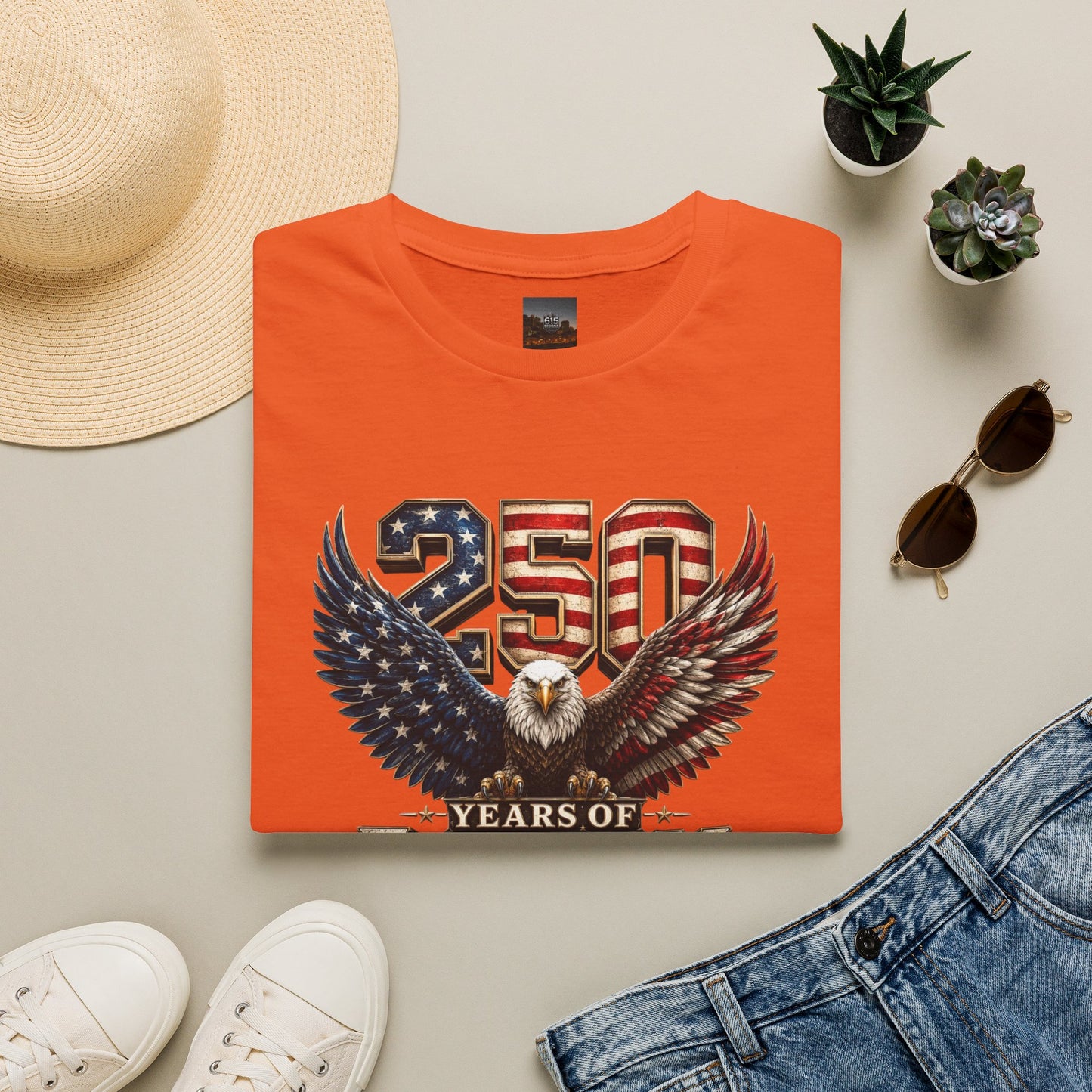 #250 250 Years of Freedom Eagle Patriotic American Flag Anniversary (1776–2026) T-Shirt