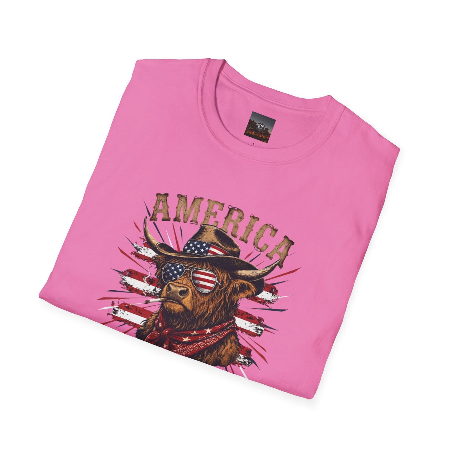 #250 America 250 Strong Patriotic Bull with American Flag T-Shirt