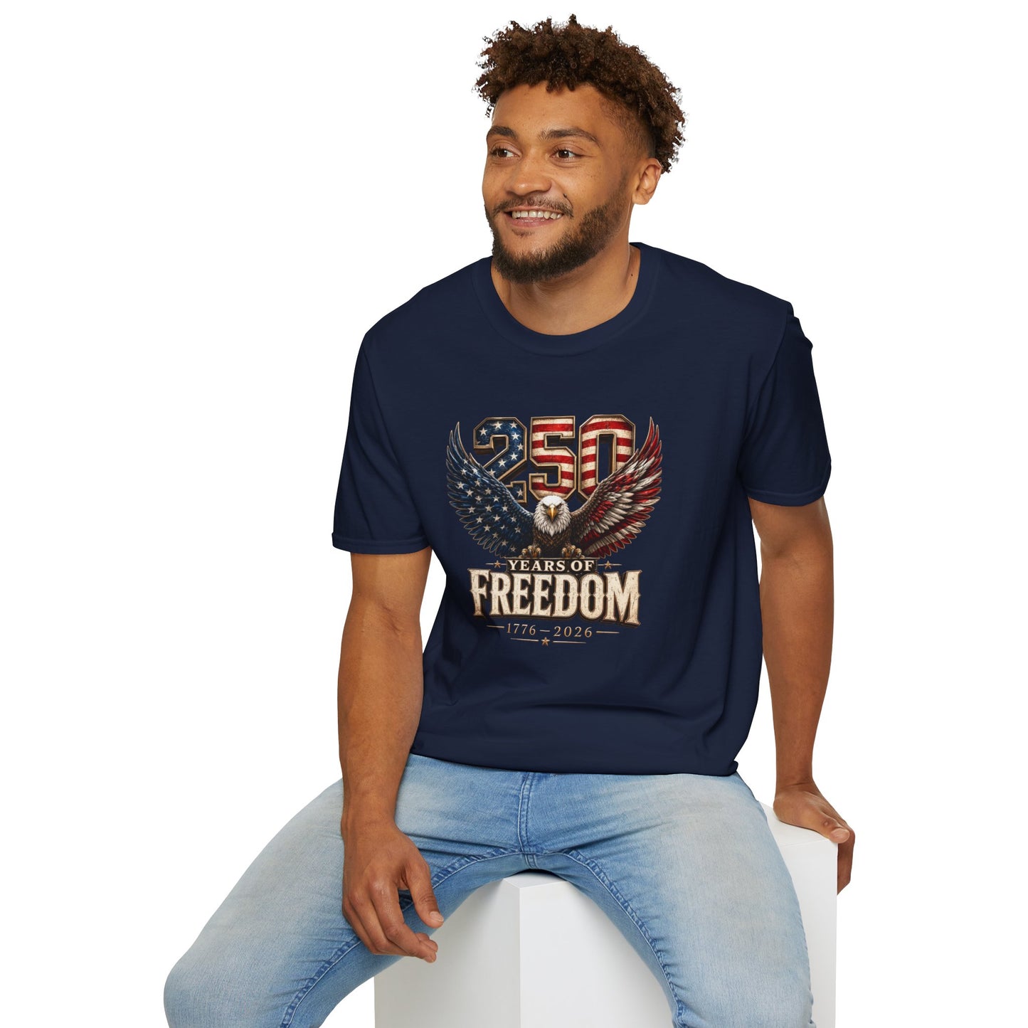 #250 250 Years of Freedom Eagle Patriotic American Flag Anniversary (1776–2026) T-Shirt