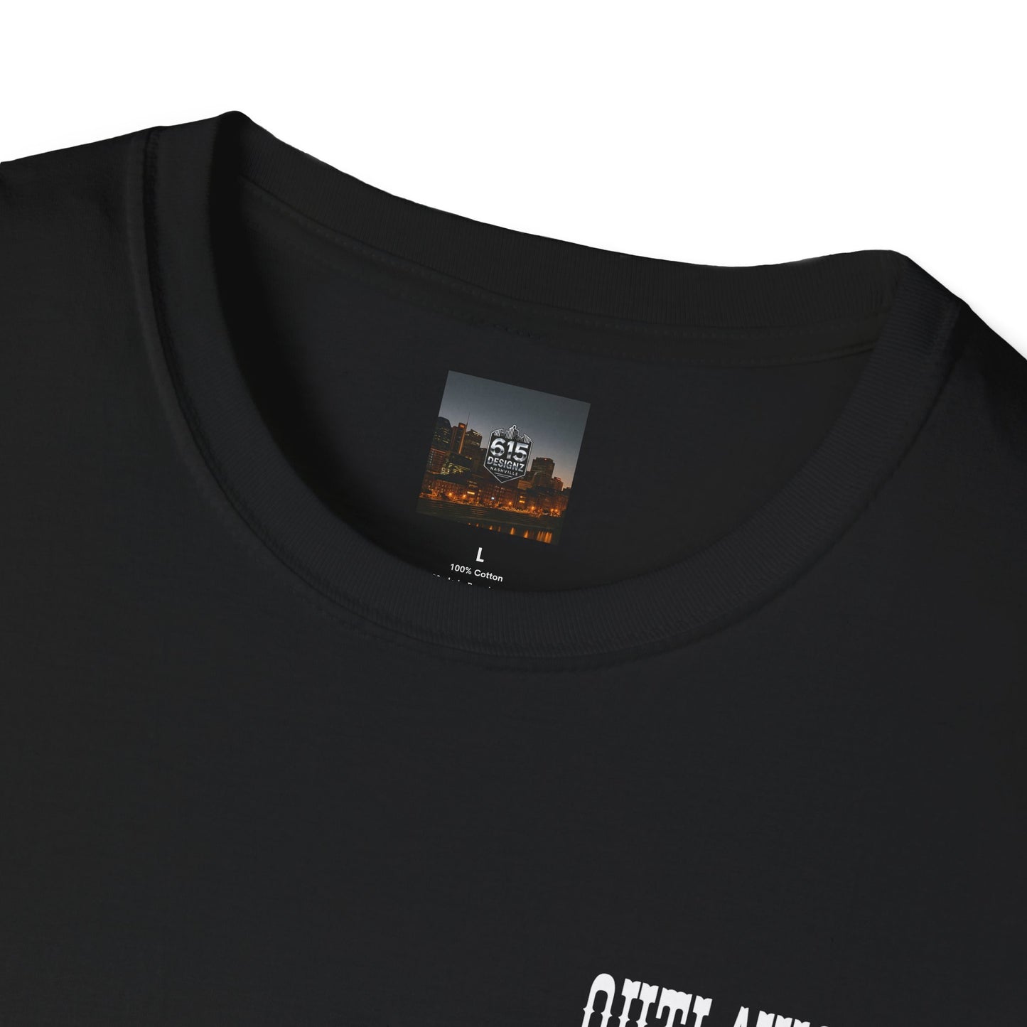 Outlaws & Warriors 100% Cotton SoftStyle T-Shirt — Minimal Chest Logo with Graphic On Back