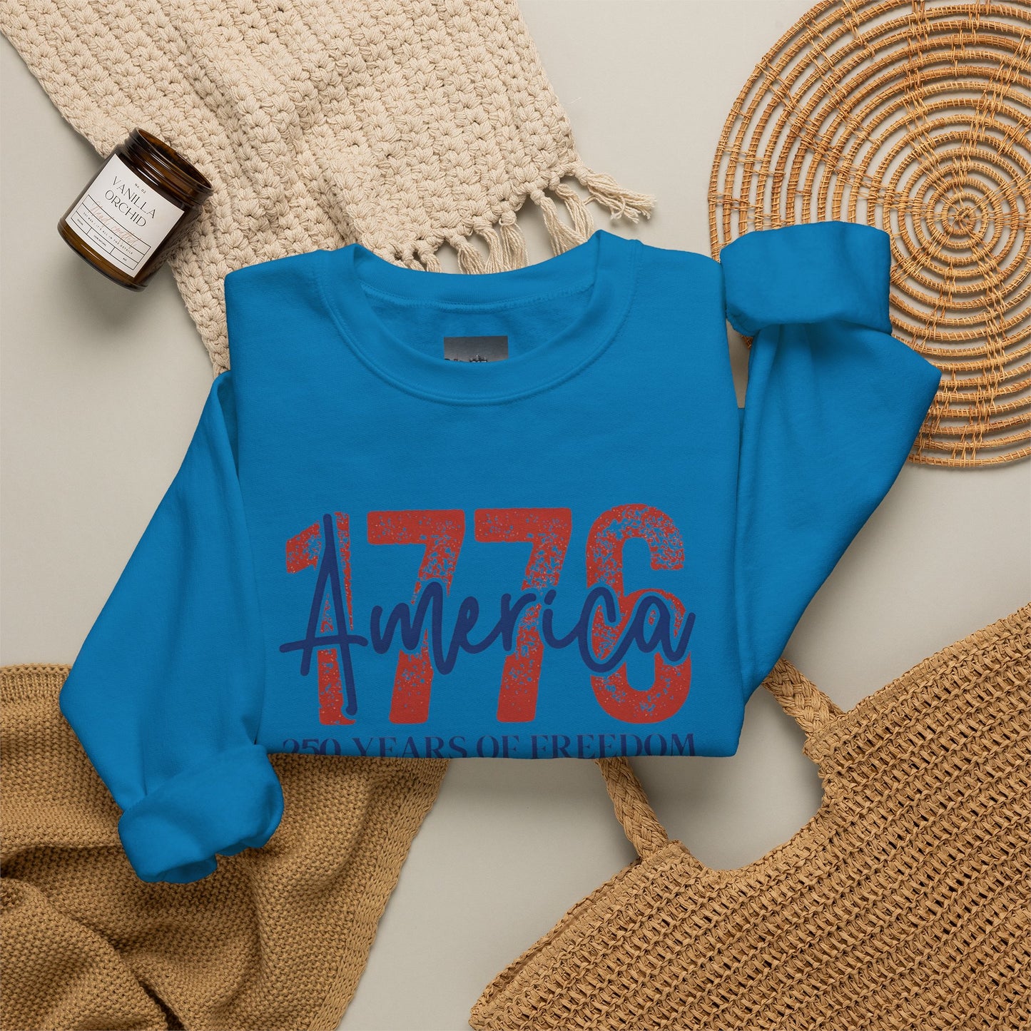 #250 1776 America: 250 Years of Freedom' Patriotic Independence Day Crewneck Sweatshirt