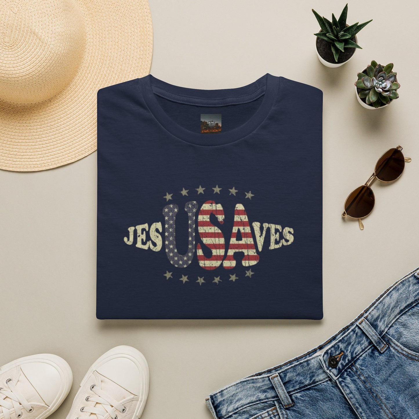 JesUSAves Patriotic T-Shirt — American Flag Christian Faith Tee