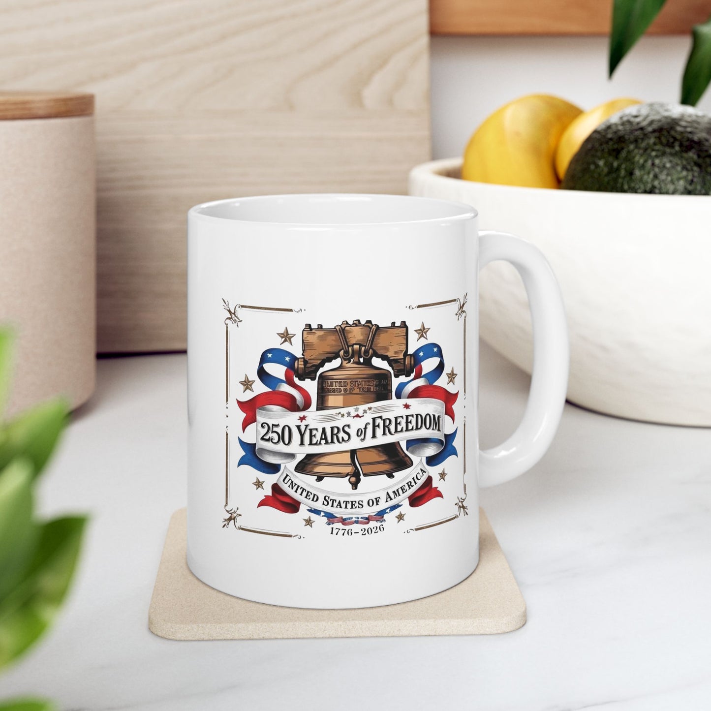 #250 250 Years of Freedom Liberty Bell Ceramic Mug Coffee Cup (11oz, 15oz)