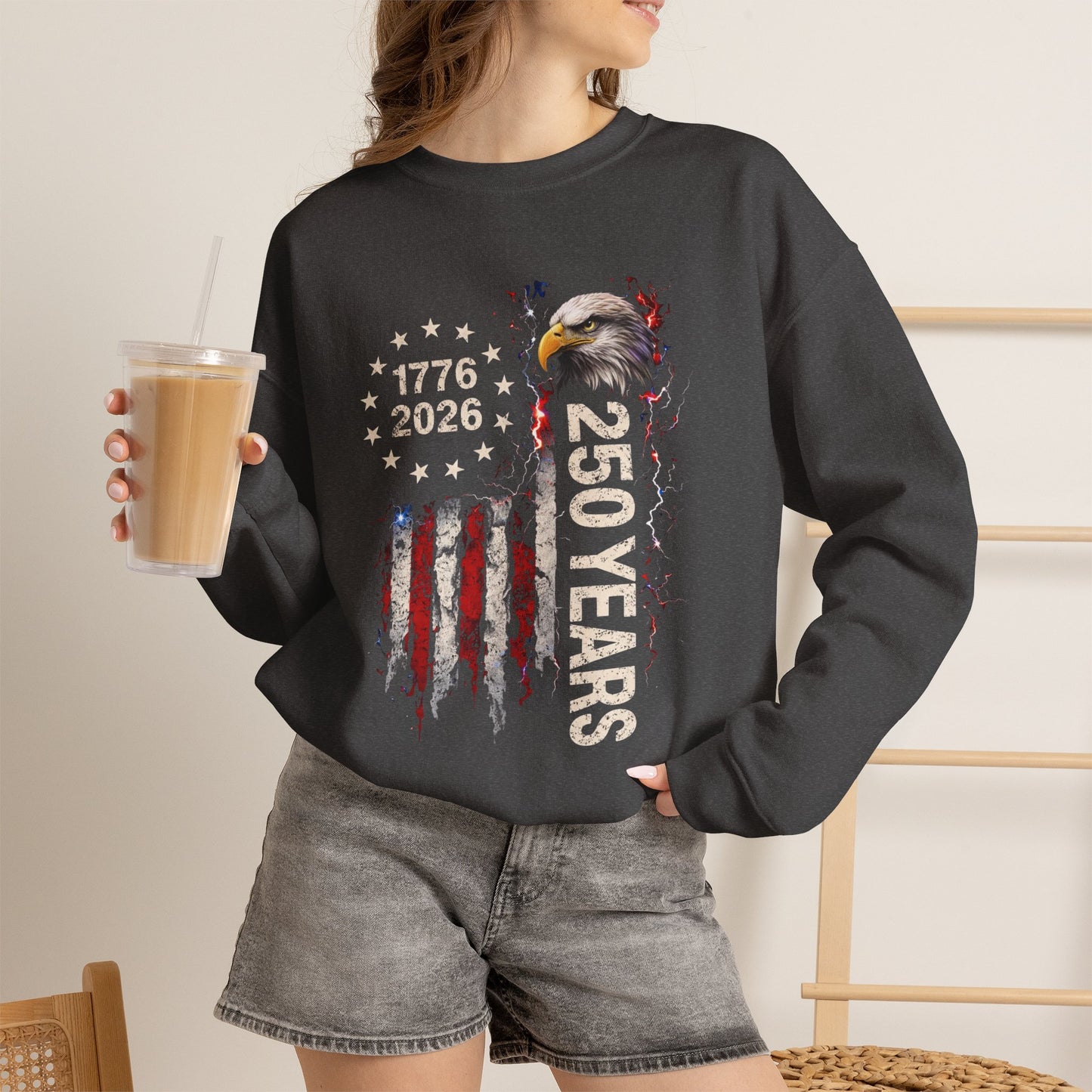 #250 1776-2026 250 Years USA Bicentennial Eagle Crewneck Sweatshirt