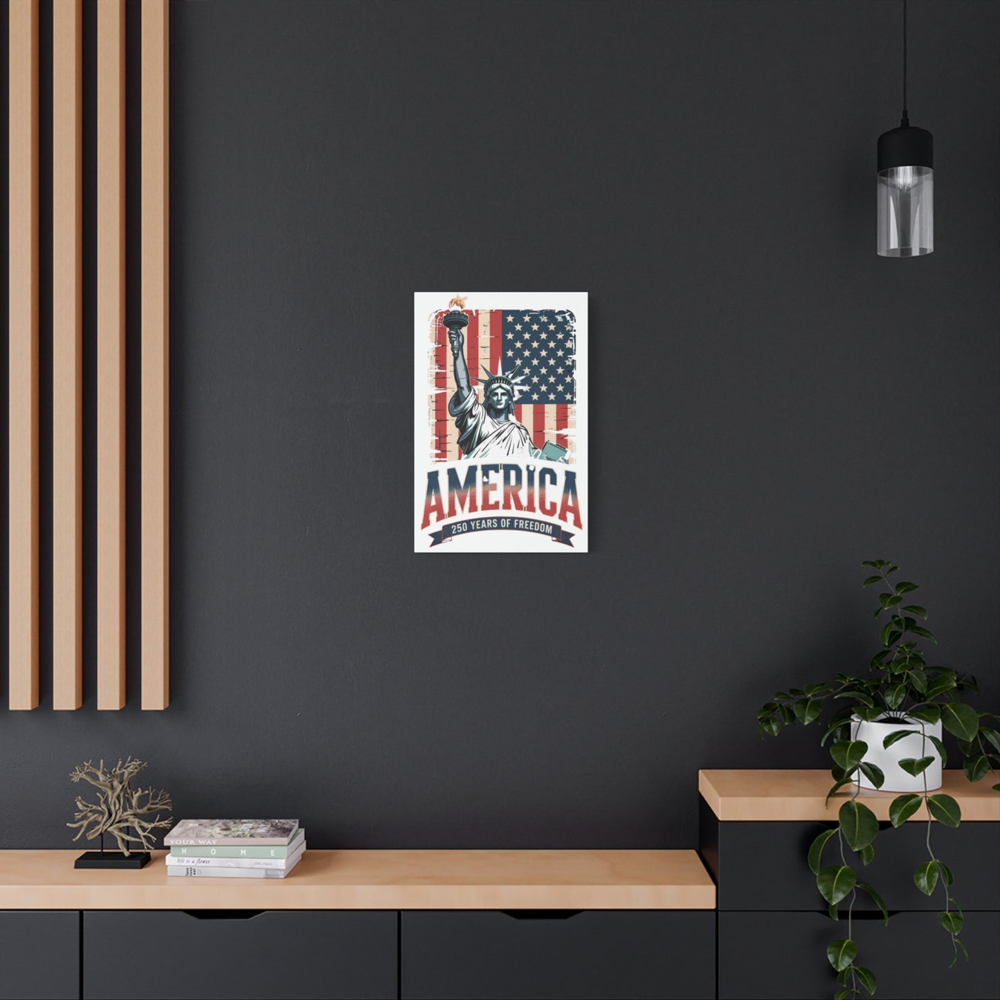 #250 Statue of Liberty American Flag 'America' Patriotic Independence Day Matte Canvas Wall Art