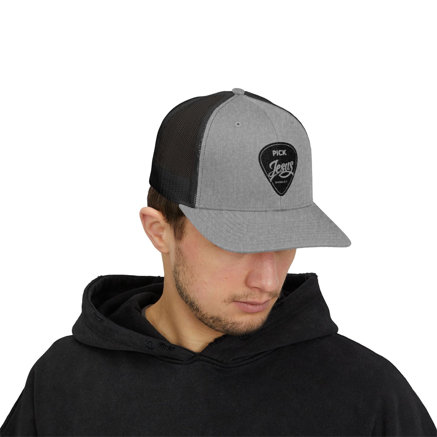 Pick Jesus Guitar Pick Trucker Cap Christian Guitar Pick Design (Romans 10:13)