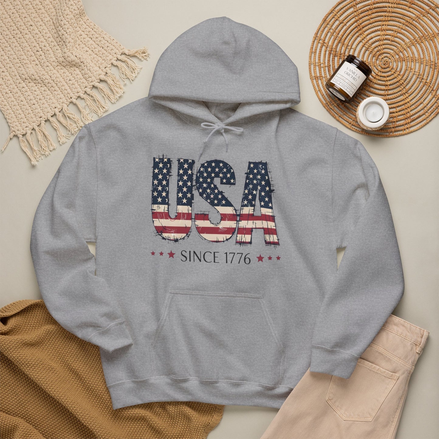 #250 USA Flag "USA Since 1776" Patriotic Hoodie